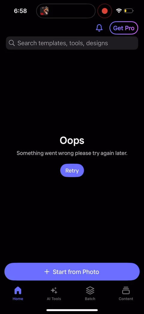 Photoroom onboarding screen 1: No onboarding at all