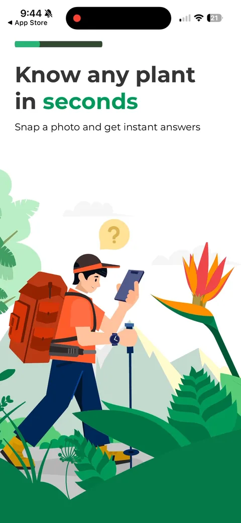 Picturethis onboarding screen 9: 'Know any plant in seconds