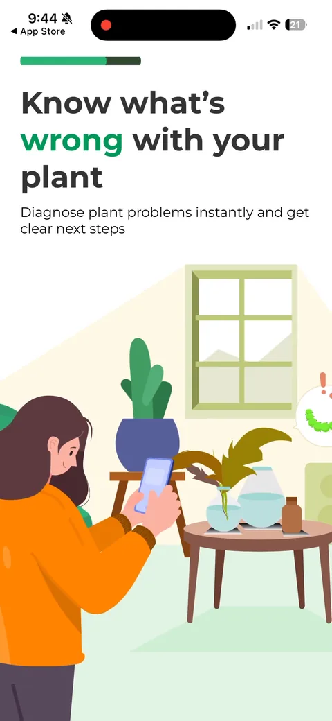 Picturethis onboarding screen 12: 'Know what's wrong with your plant, diagnose problems instantly.' Diagnosis is the higher-value…