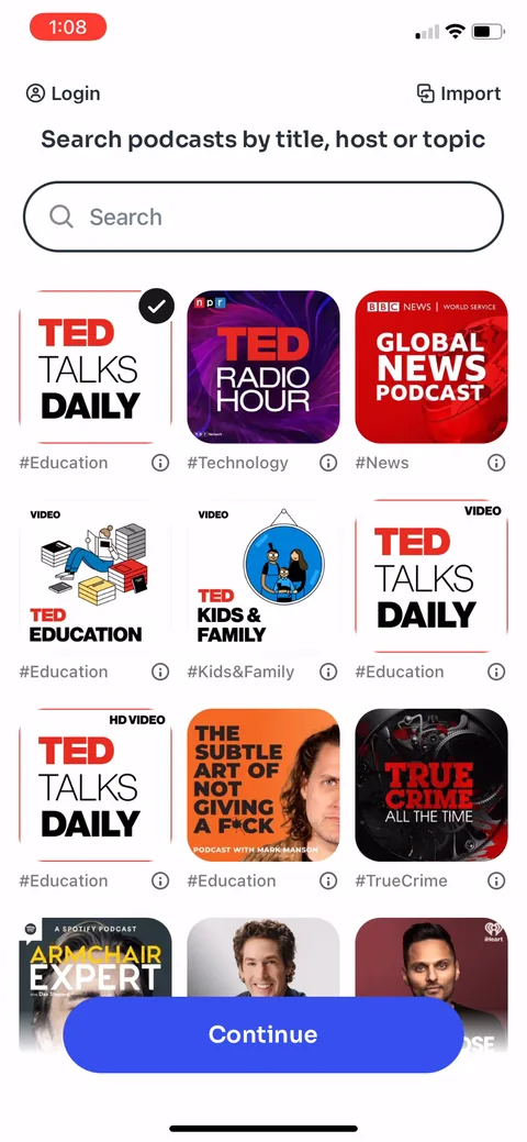 Podcast App onboarding screen 7