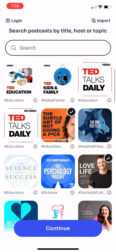 Podcast App onboarding screen 8