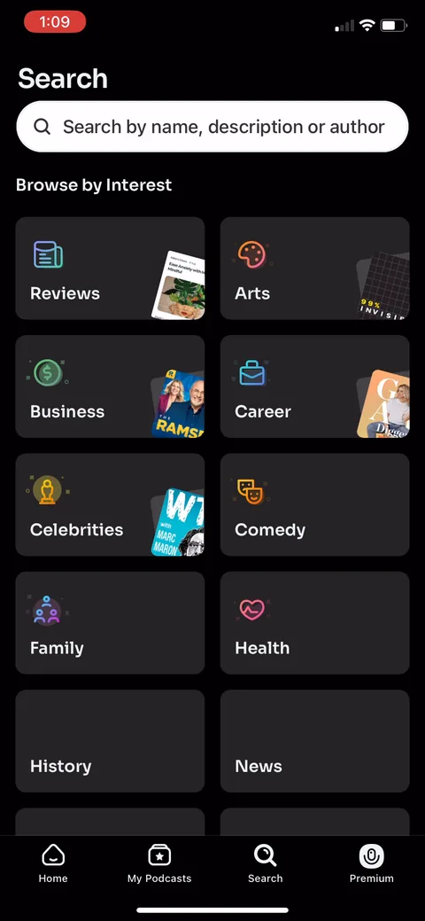 Podcast App onboarding screen 28: Browse by Interest, the one bit of personalization in the flow, and it lands post-paywall inside the app