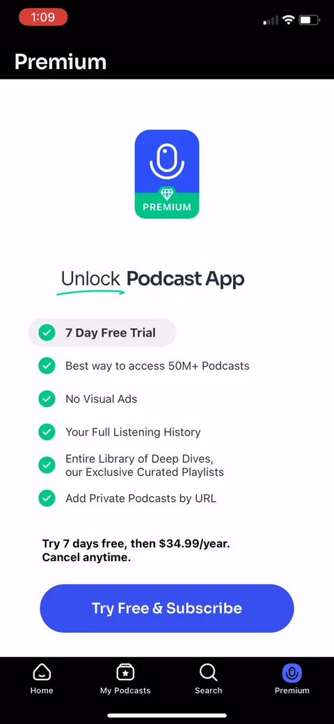 Podcast App paywall with pricing, onboarding screen 30