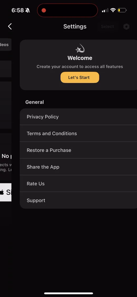 Pose onboarding screen 16: Settings drawer keeps the account ask alive with a 'Welcome