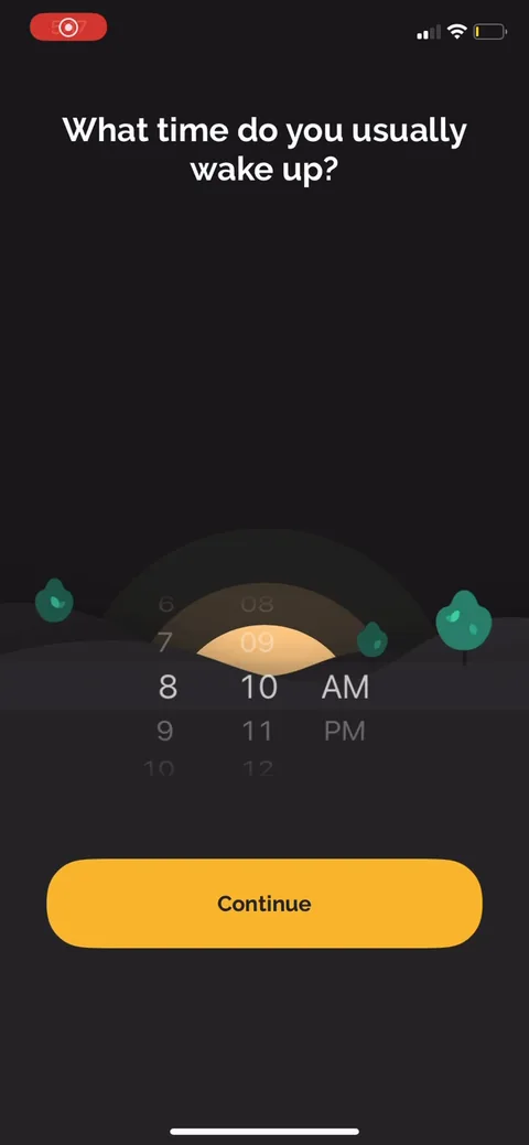 Productive onboarding screen 4: Quiz opens with 
