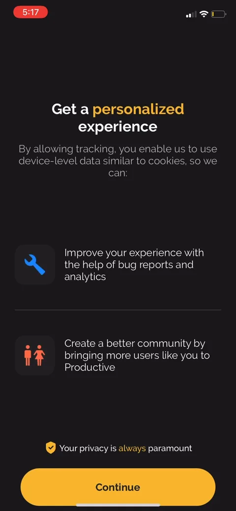 Productive onboarding screen 21