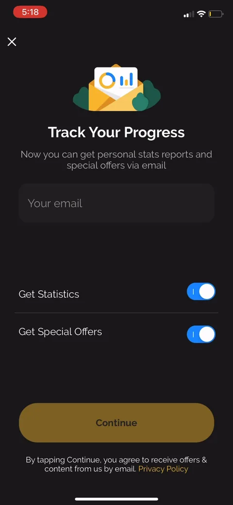 Productive onboarding screen 36: Email capture placed after the paywall and habit setup, with both 