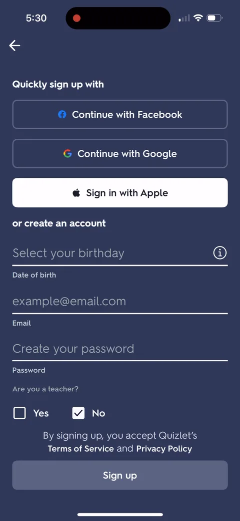 Quizlet onboarding screen 9