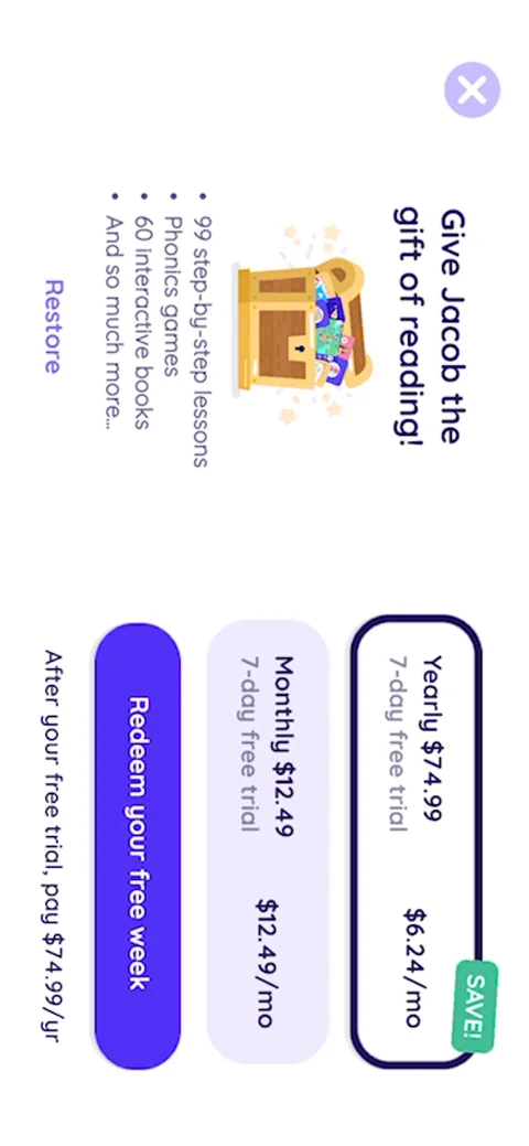 Readingcom onboarding screen 91: Second paywall, same plans as the first
