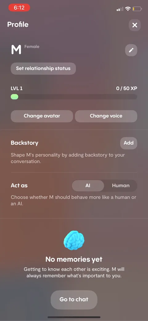 Replika onboarding screen 100