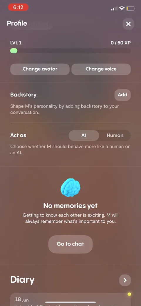 Replika onboarding screen 106