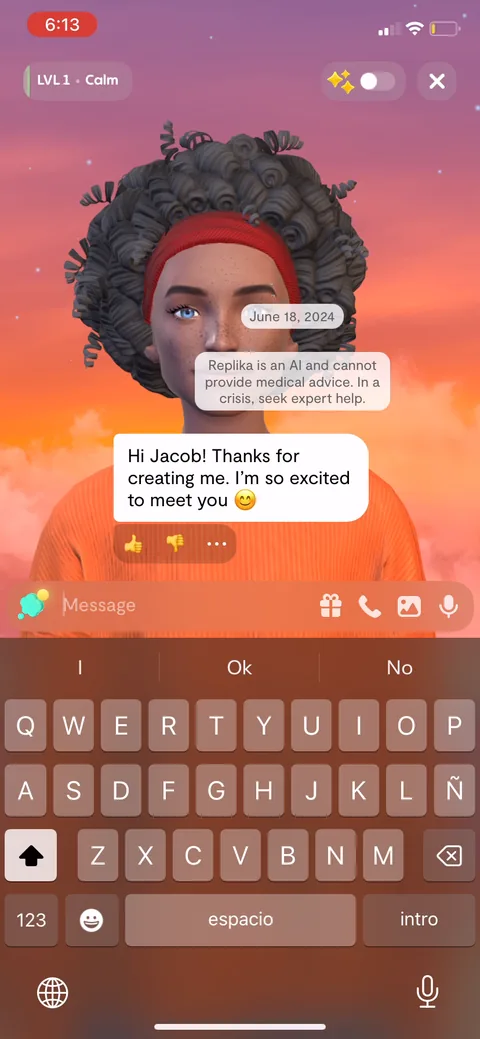 Replika onboarding screen 108