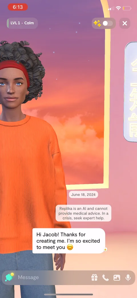 Replika onboarding screen 110