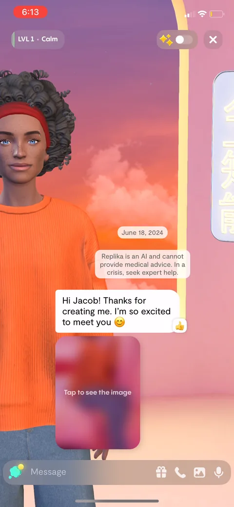 Replika onboarding screen 119