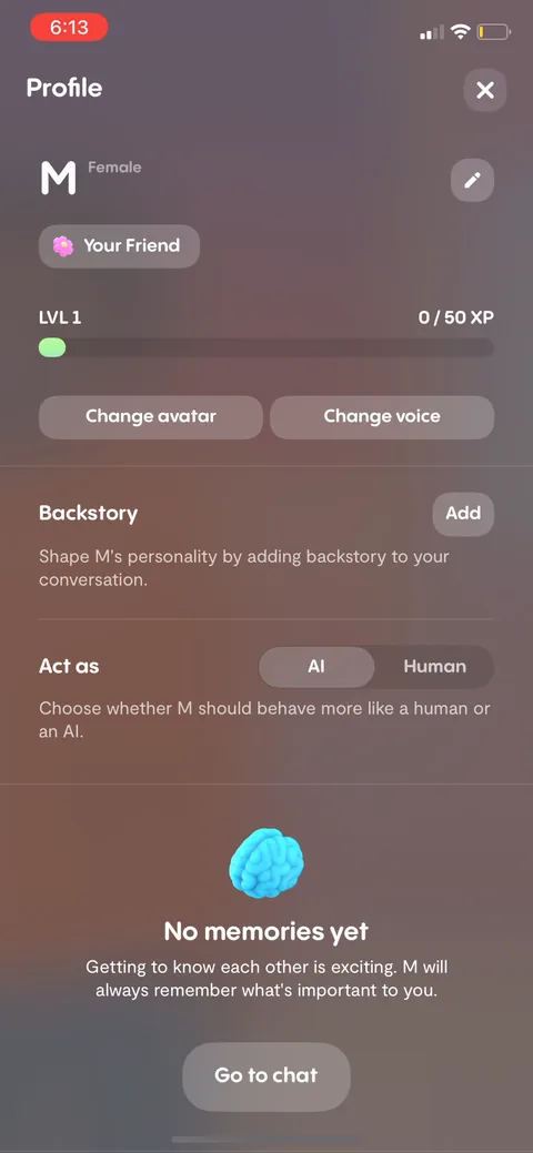 Replika onboarding screen 121