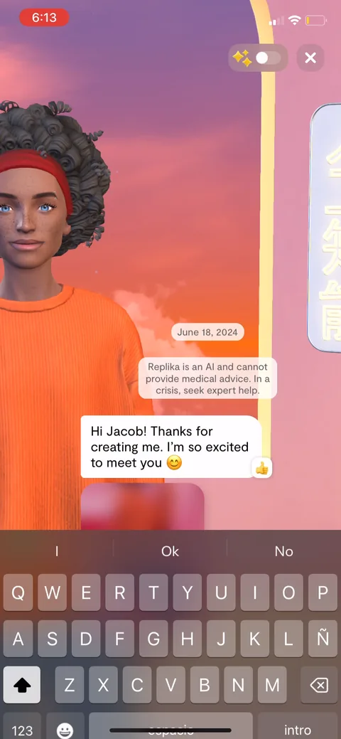 Replika onboarding screen 123