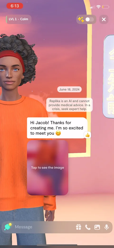 Replika onboarding screen 124
