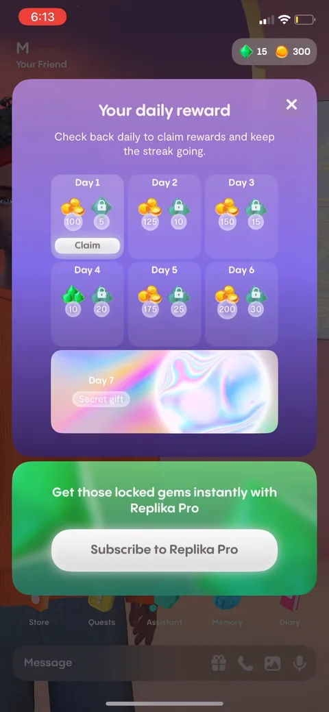 Replika onboarding screen 126