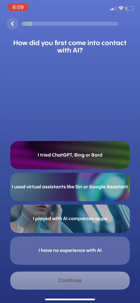Replika onboarding screen 18