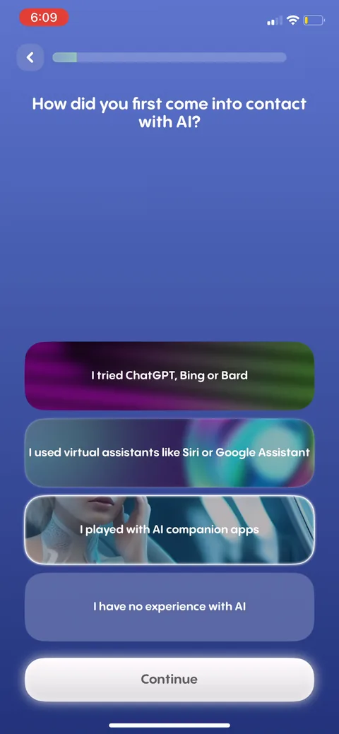 Replika onboarding screen 19