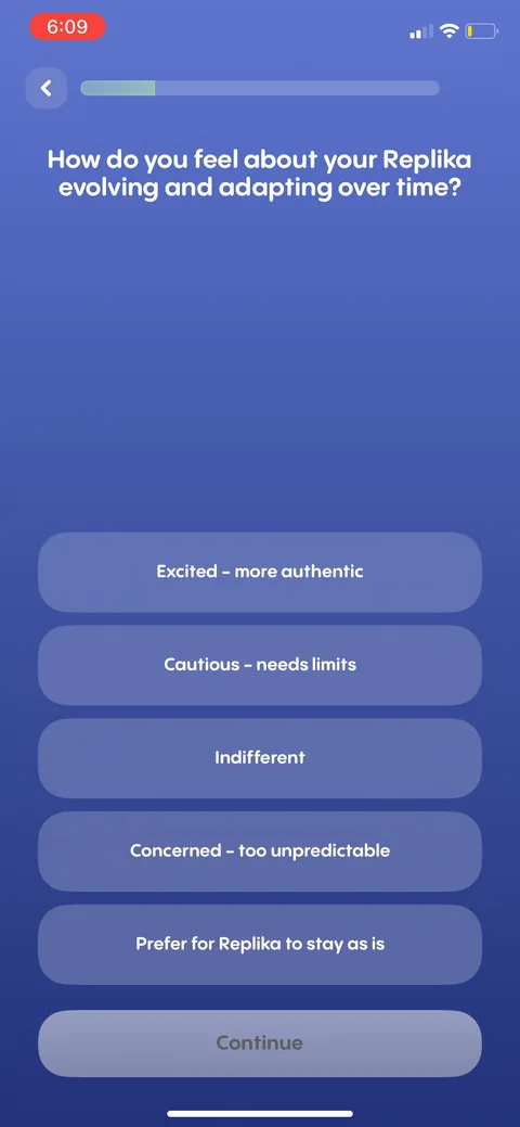 Replika onboarding screen 25