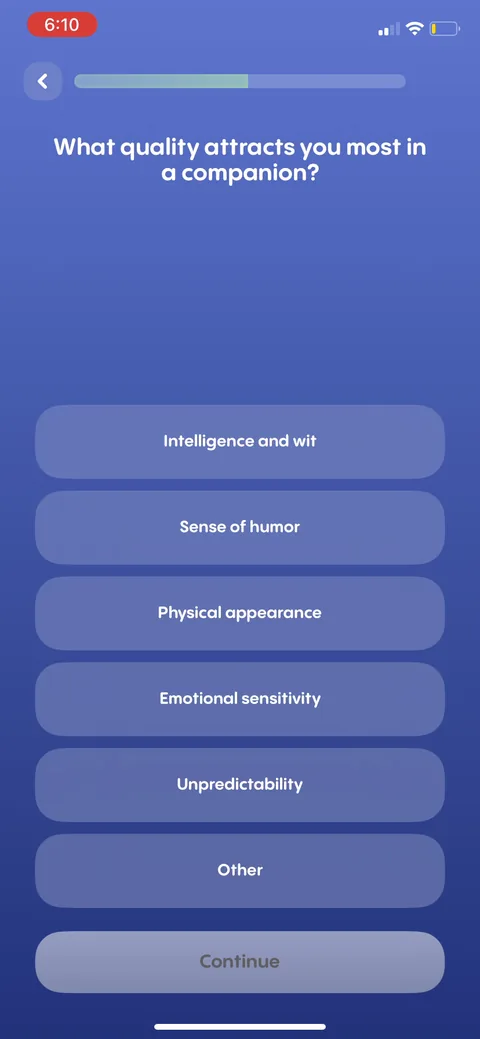 Replika onboarding screen 44