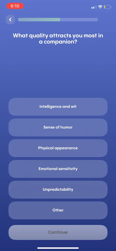 Replika onboarding screen 45