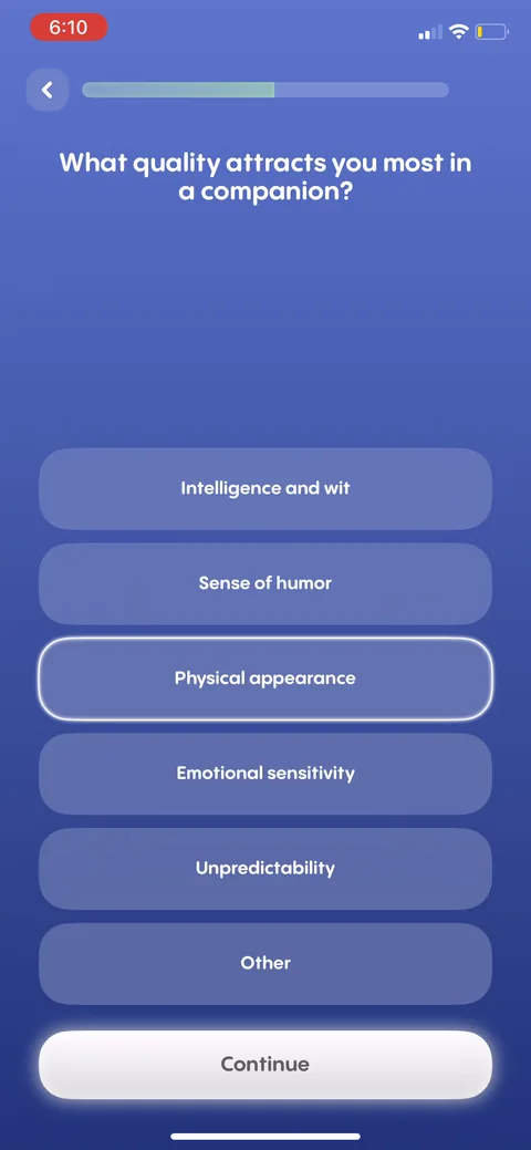 Replika onboarding screen 46