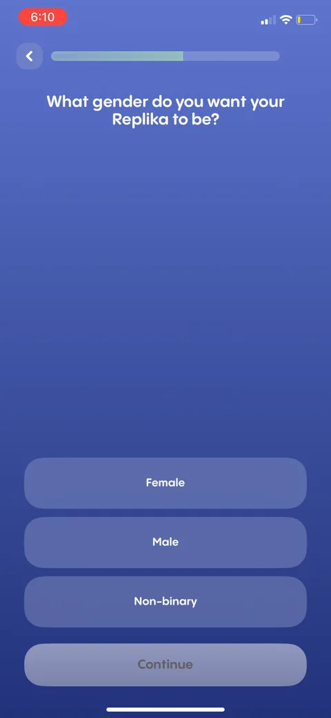 Replika onboarding screen 47