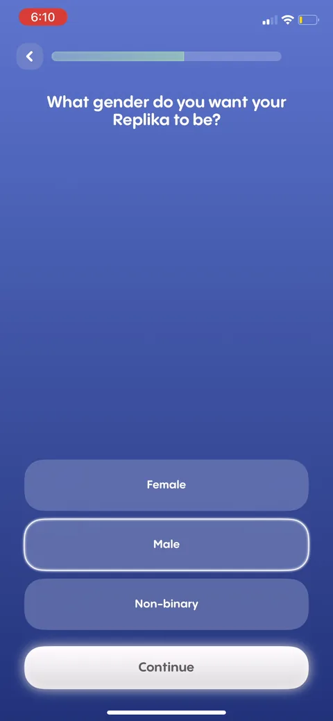 Replika onboarding screen 49