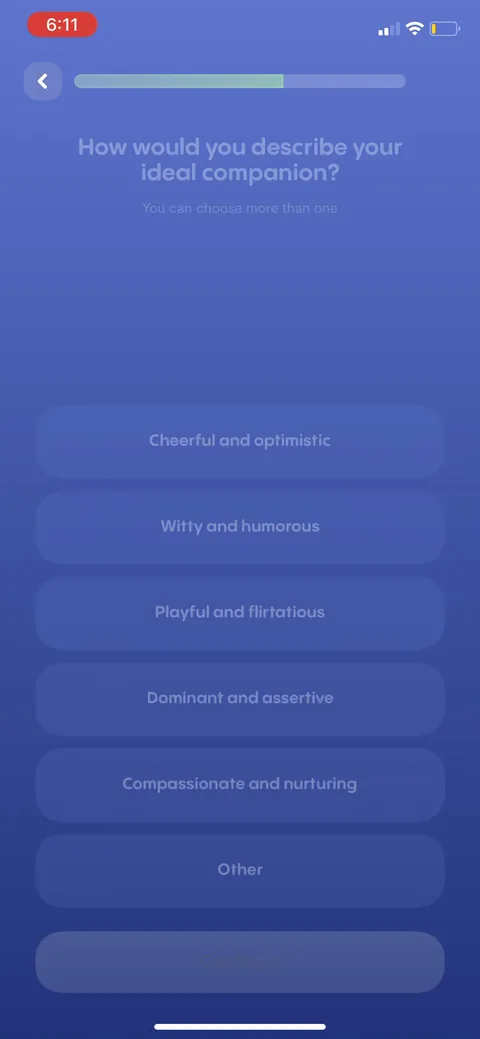 Replika onboarding screen 51