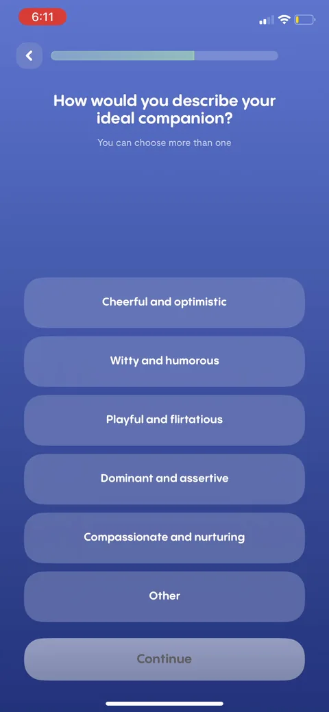 Replika onboarding screen 53