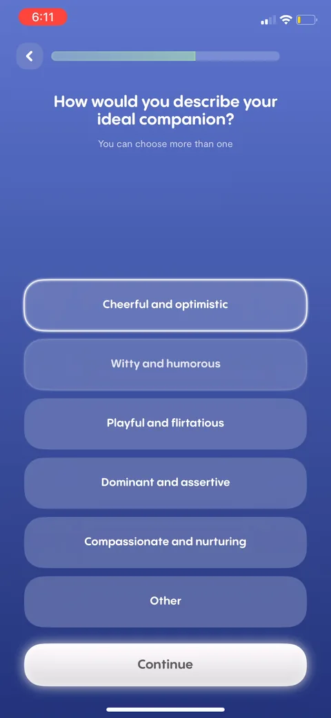 Replika onboarding screen 54