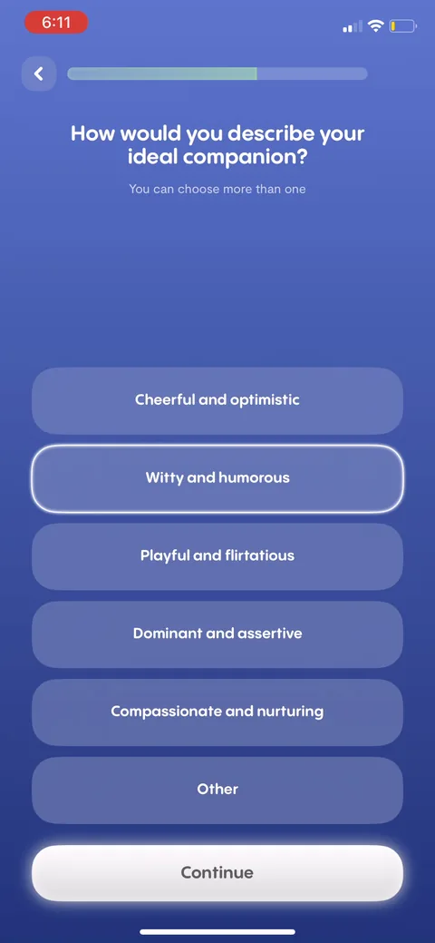 Replika onboarding screen 55