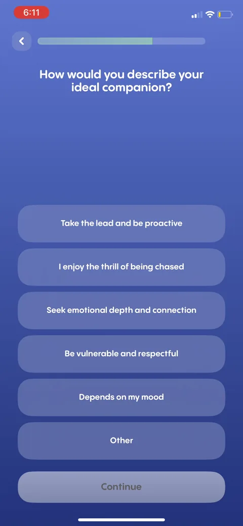 Replika onboarding screen 58