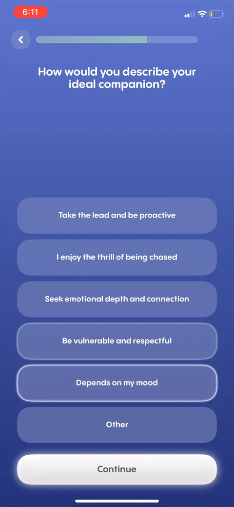 Replika onboarding screen 59