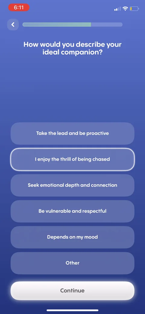Replika onboarding screen 60