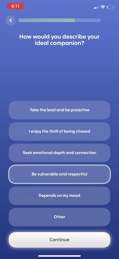 Replika onboarding screen 62