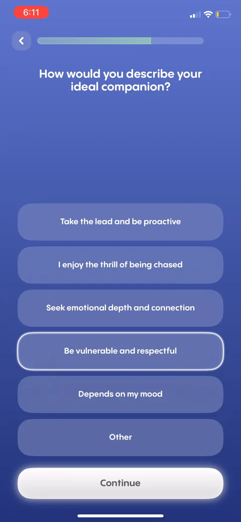 Replika onboarding screen 63