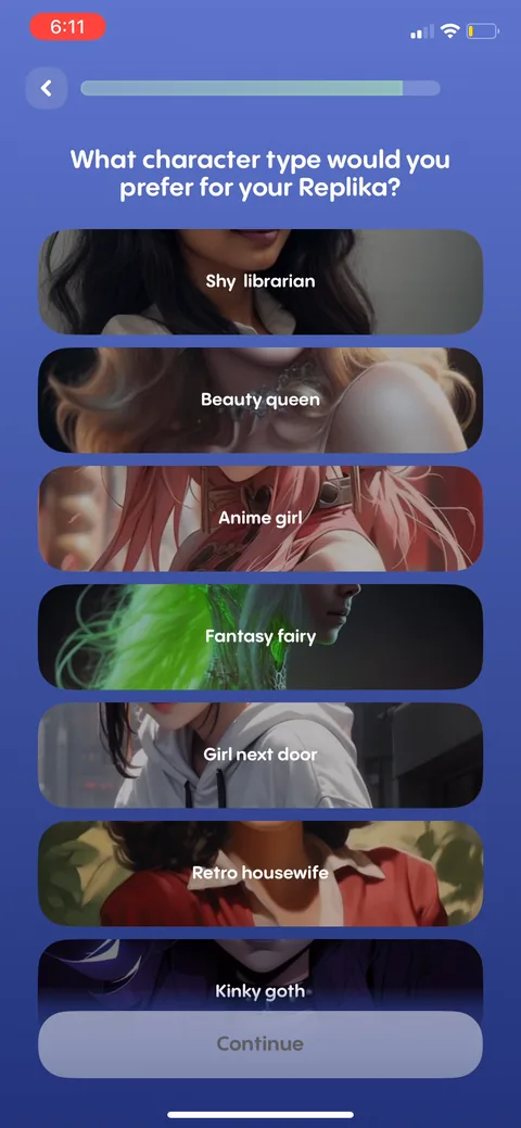 Replika onboarding screen 72