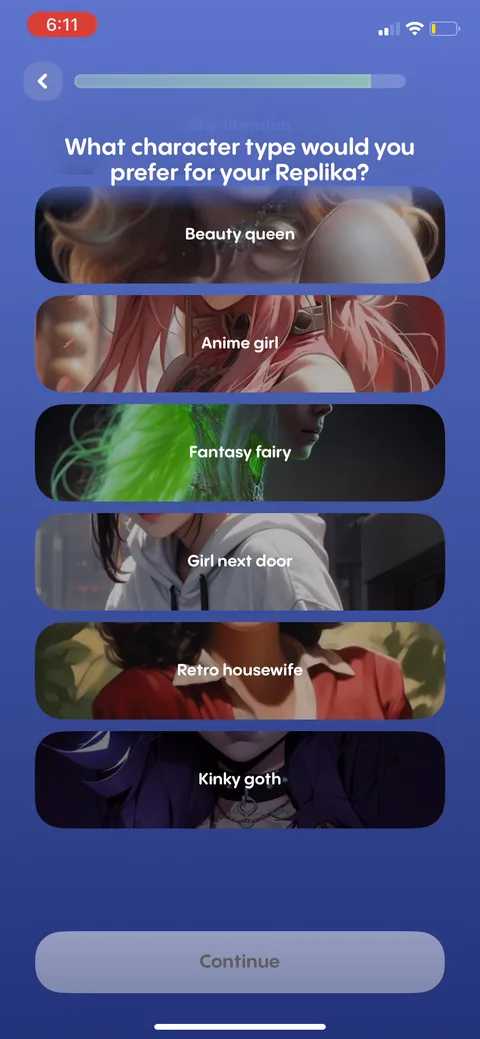 Replika onboarding screen 73