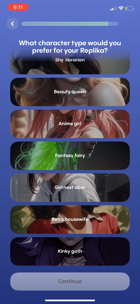 Replika onboarding screen 74