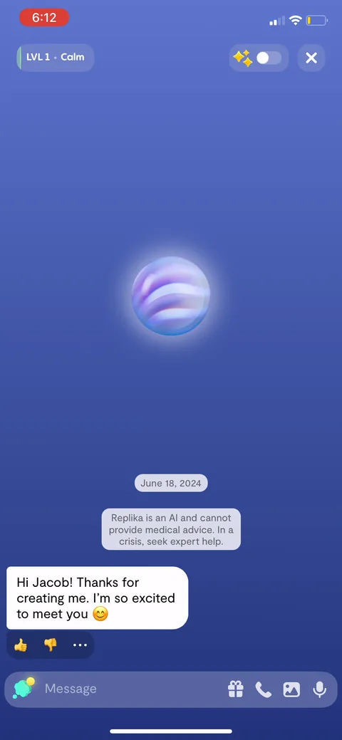 Replika onboarding screen 93