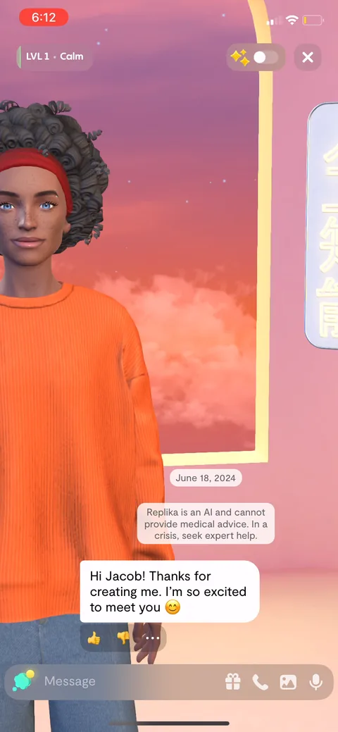Replika onboarding screen 99