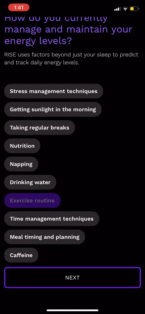 Rise onboarding screen 13