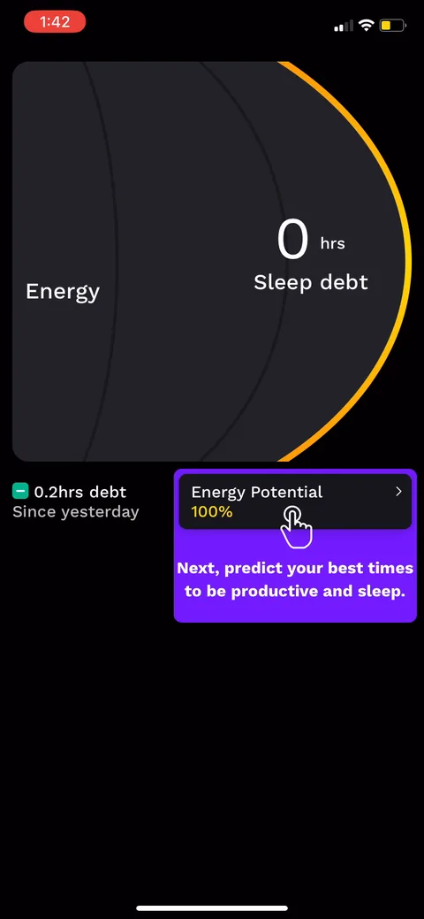 Rise onboarding screen 53: Hands you a personal energy schedule for today with predicted peaks and dips