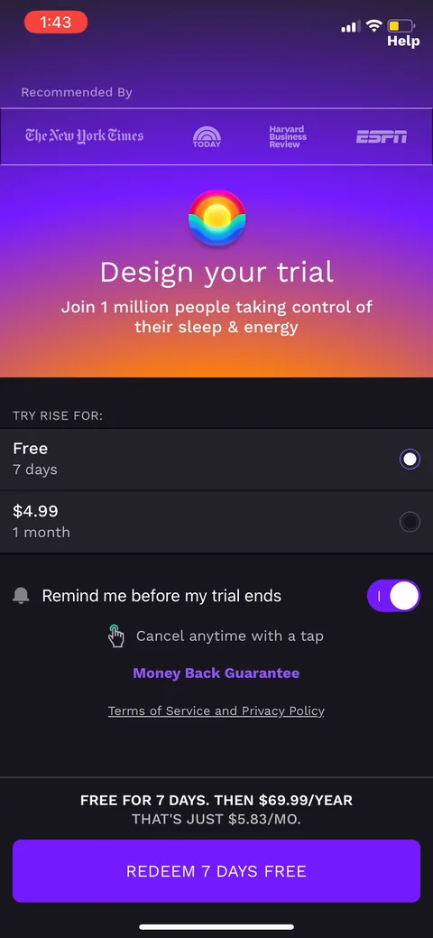 Rise onboarding screen 73