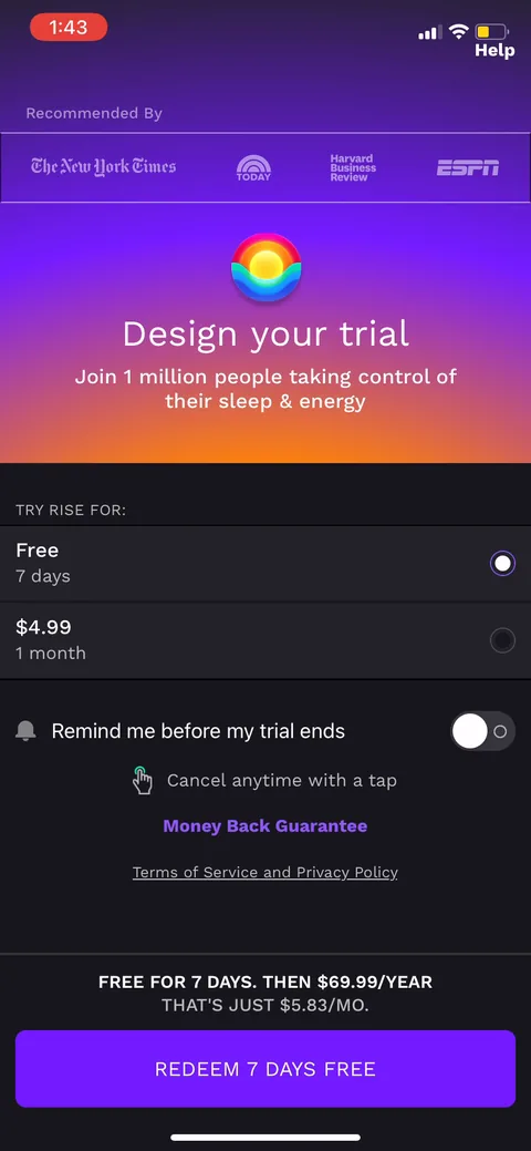 Rise onboarding screen 74