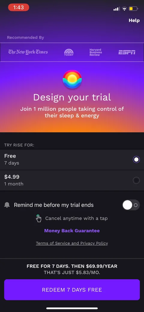 Rise onboarding screen 81
