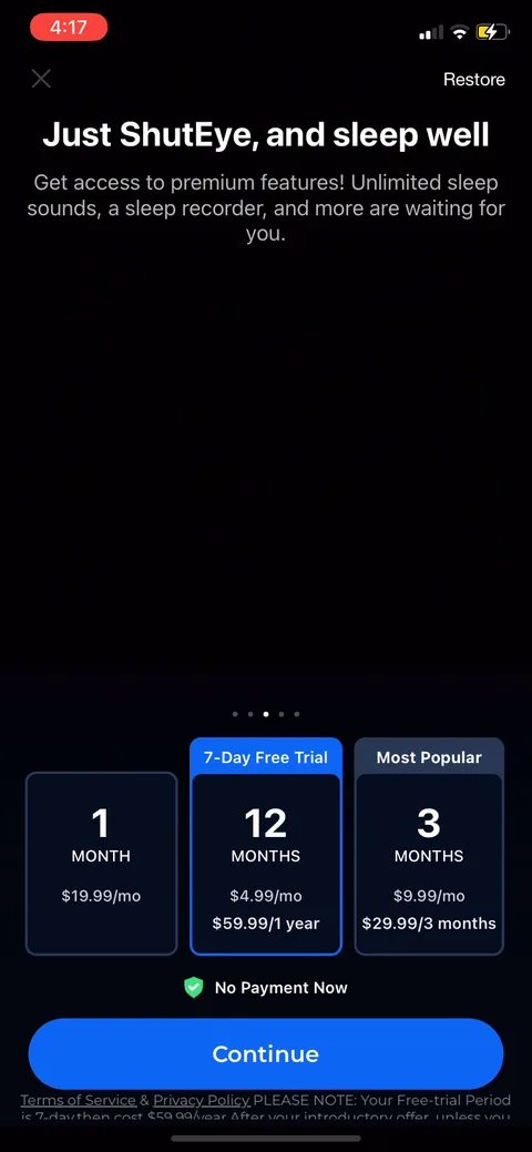 Shuteye onboarding screen 69